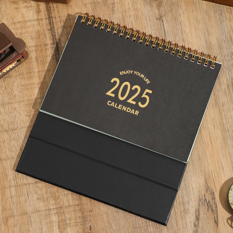 Stiamvd Small Desk Calendar 2025-2026  Standing Flip Desktop Calendar from Now 2025 to June 2026 - Metal Ring Twin-Wire Binding Monthly Desktop Calendar for Home Office School (Black) - Image 5